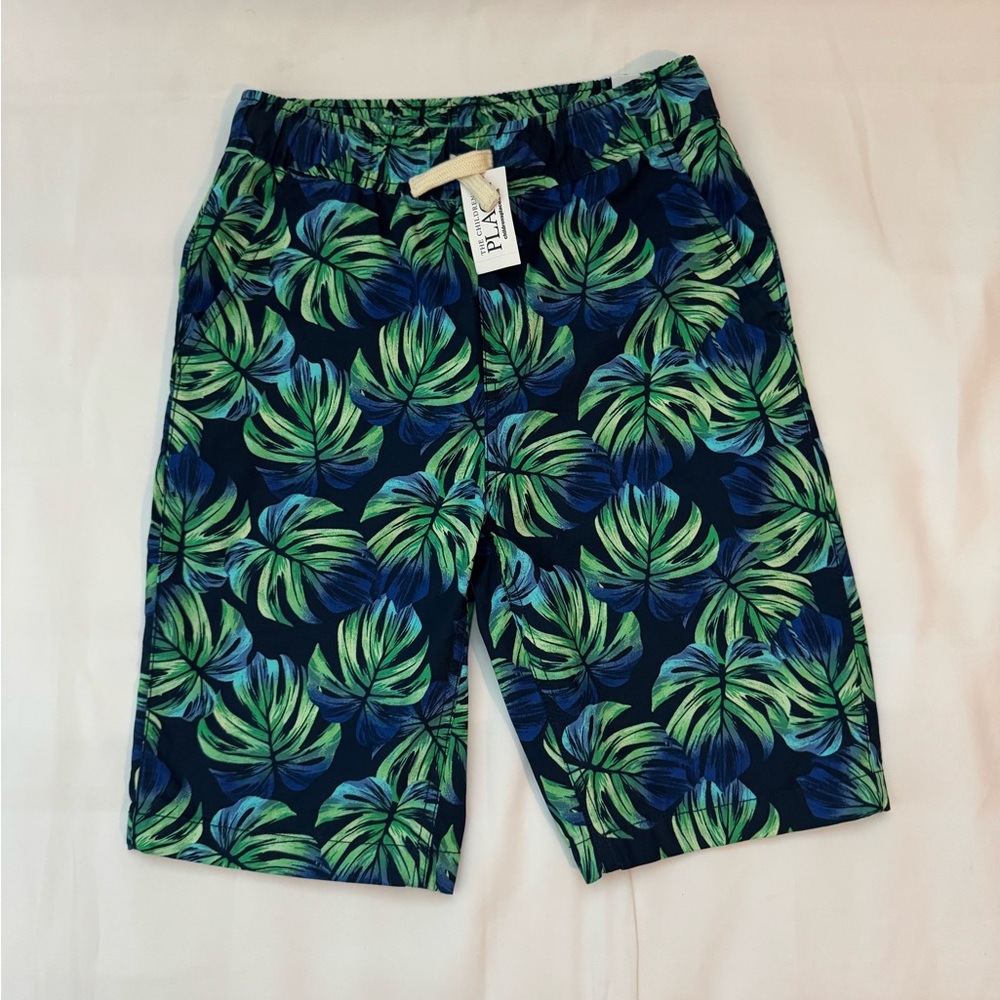 NWT, PLACE The Children’s Place Green and Blue Tropical Leaf Boy Shorts Size 12 - Picture 11 of 12